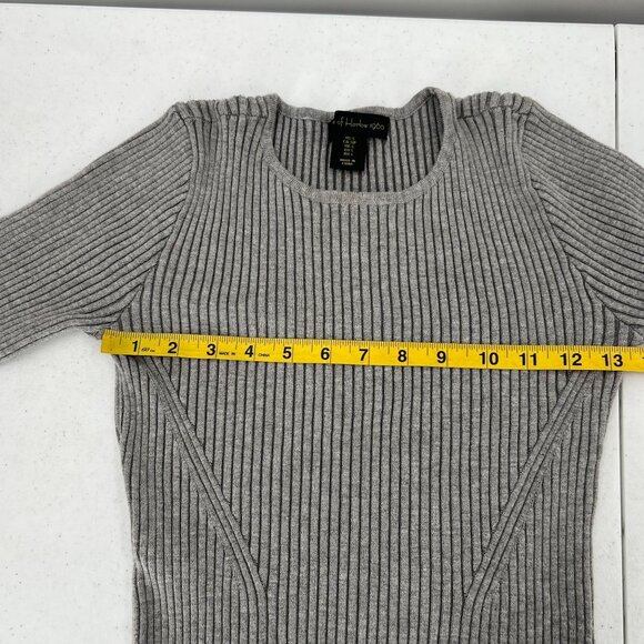 House of Harlow 1960 S Small Gray Rayon Blend Ribbed Knit Bodycon Dress - Picture 5 of 10